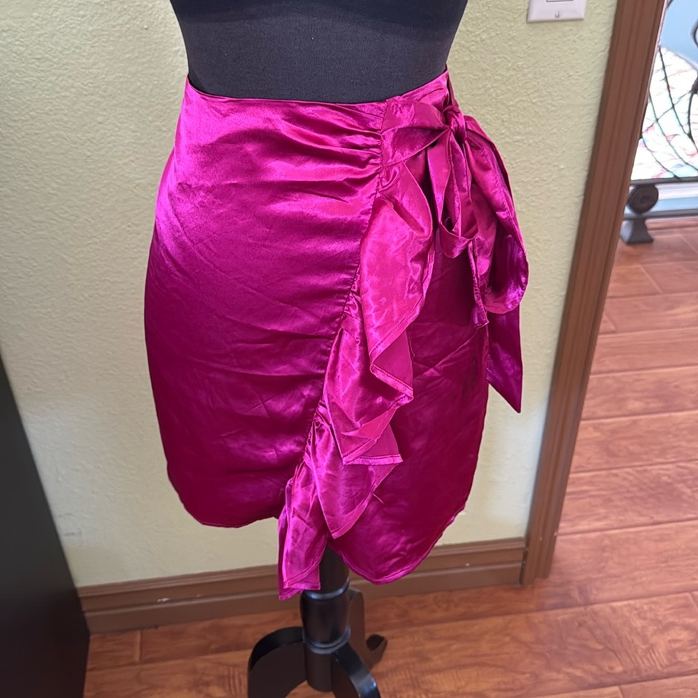 Forever 21 Red Ruched Mini Pencil Skirt